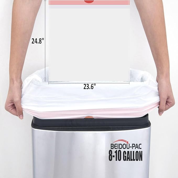 Trash Bags 8-10 Gallon Drawstring, 60 Count Garbage Bags, Large Kitchen Trash Bags, Odorless & Heavy Duty White Plastic Food Scrap Bags for Bathroom Bedroom Office Waste