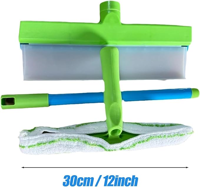 Recyclable Silicone Window Squeegee Kit, 3 in 1 Window Cleaning Scraper, Squeegee and Scrubber with Microfiber, Easy to Clean Without Streaks, for Windows, Walls, Car Windshields (1PCS)