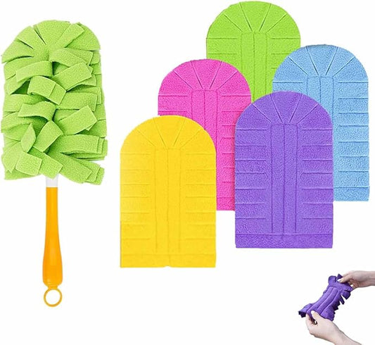 360°Electrostatic Duster Refills — The Sustainable Choice for a Dust-Free Home, Reusable & Washable Microfiber Duster Heads with Strong Electrostatic Adsorption,for Home (1 Handle + 5 Refills)
