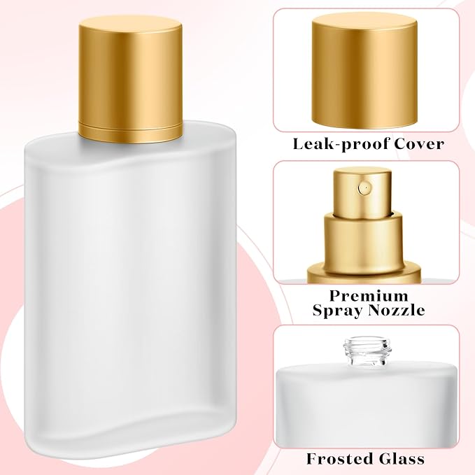 Tessco for you 6 Pcs 3.4 Ounces Perfume Bottles Empty 100ml Frosted Body Spray Glass Bottles Empty Refillable Atomizer Perfume Dispenser Fine Mist Atomizer Cosmetic Make up Container (Gold)