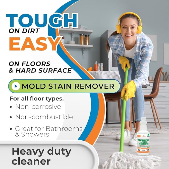 Groutastic Mildew Stain Remover – Powerful Mold & Mildew Cleaner for Tile, Grout, Showers & Bathrooms – Removes Black Stains & Soap Scum – Fast Acting, Professional Strength Cleaner
