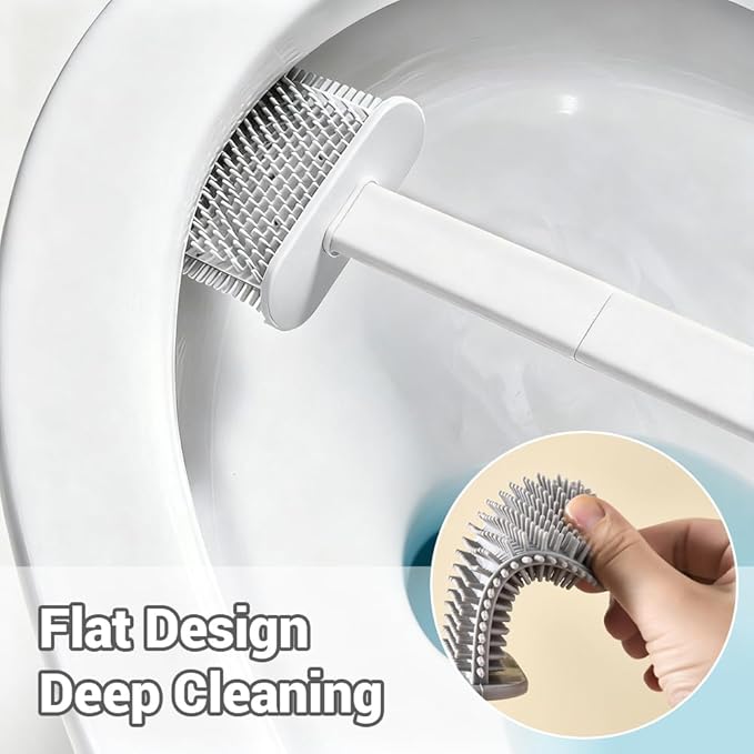 MOUMOUTEN Toilet Brush Set, Bathroom Accessories, Toilet Bowl Cleaners, Deep Cleansing Multifunctional Hanging Toilet Brush Set for Bathroom(Pearl White)