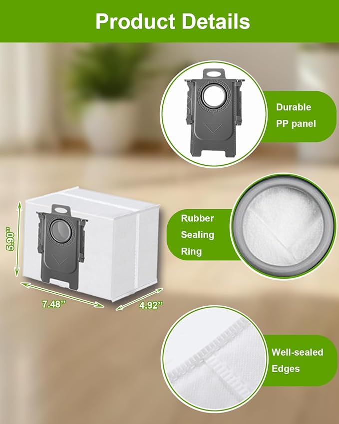 ApexOne 10 Packs Vacuum Dust Bags for Roborock S8 Pro Ultra/ S8+/ S7 Max Ultra/ S7 MaxV Ultra/ Q5+/ Q7+/ Q7 Max+/ Q5 Pro+/ Q8 Max+ Clean Base Automatic Dirt Disposal Cleaners, 3L Large Capacity