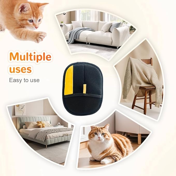 KOURRTER Pet Hair Removal Glove for Cats & Dogs, Upgraded Thickened Double Sided Grooming Glove, Powerful Cat Grooming Gloves, Reusable Hair Remover Glove for Couch, Furniture, Carpet, Curtain (2pcs)