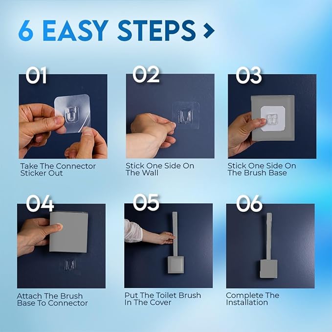Silicone Toilet Brush and Holder Set – Pack of 2 Grey Wall Mounted Toilet Brush – Long Non-Slip Handle, Flexible Bristles for Easy Cleaning – Modern Toilet Scrubber Brush