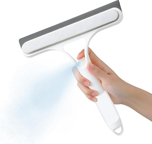 FZHZVVZPY 3 in 1 Window Cleaning Scraper, Window Squeegee with Sprayer, Window Cleaning Scraper for Windows, Walls, Car Windshields, Bathrooms, Kitchens, All-Purpose Window Cleaner Tool (White)