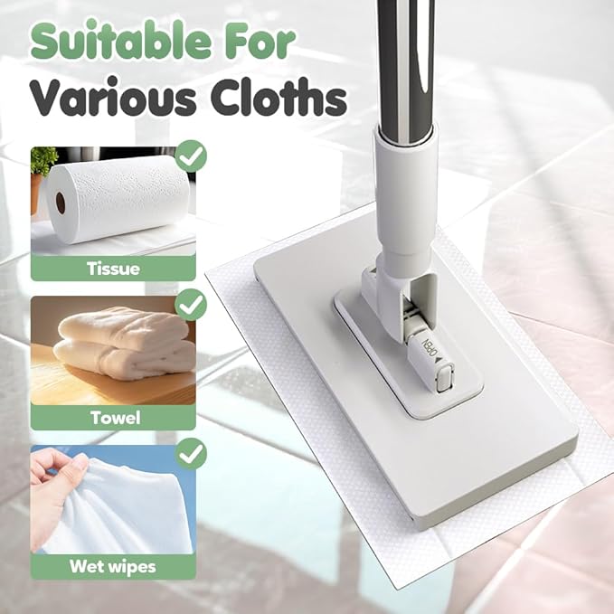Snap Grip Mini Mop, 2026 New Disposable Dust Mop with 4 Reusable Cloths, Multi Surface Cleaning Flat Dust Mop for Dry Wet Disposable Pads for Kitchen Wall Bathroom Toilet Corners