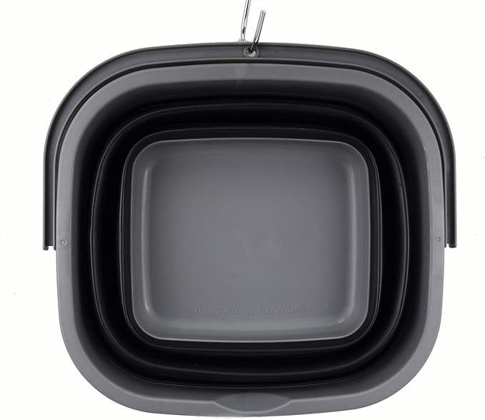 SAMMART 11L (2.9 Gallon) Collapsible Rectangular Handy Bucket (1, Grey/Black)