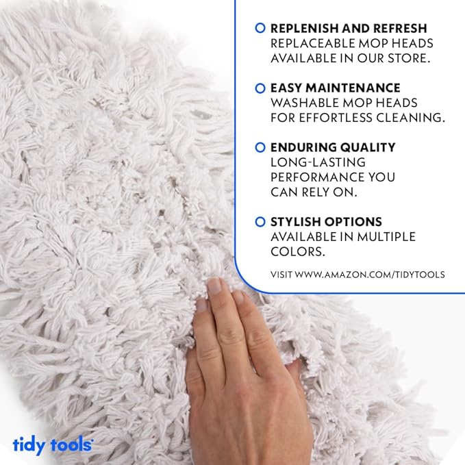 Commercial Dust Mop – 48 Inch Floor Sweeper for Hardwood, Reusable Cotton Mop Head, Extendable Handle, Dry Mop for Floor Cleaning & Janitorial Supplies