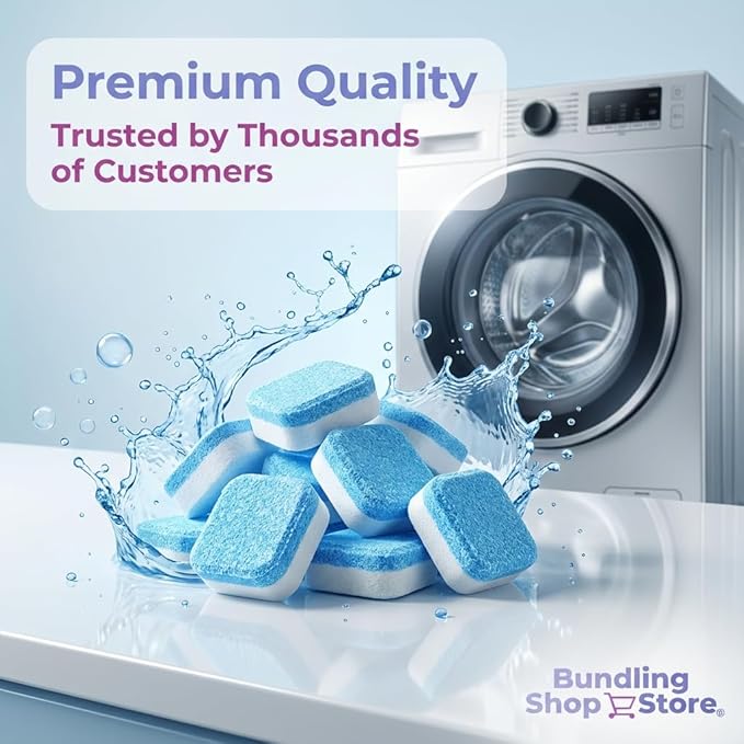 BUNDLING SHOP STORE Active Washing Machine Cleaner Tablets- 24 Pack Deep Cleaning Descaler for HE, Front Load & Top Load Washers, Removes Odor, Limescale & Residue
