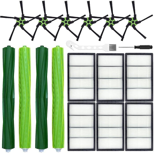 Chrostion 16 Pack Replacement Parts For iRobot Roomba s9 (9150) s9+ s9 Plus (9550) s Series Vacuum Cleaner, 2 Set Rubber Brushes,6 Side Brushes,6 HEPA Filters,2 Tools