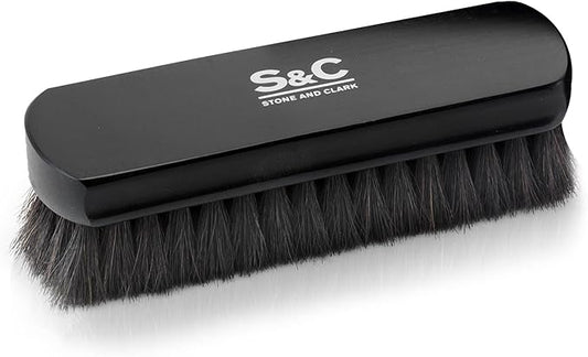 Premium Horsehair Shoe Polish Brush – Handcrafted Beechwood Shoe Brush for Shine and Buffing – Luxurious Shoe Shine Brush with Soft Horsehair Bristles (Black)