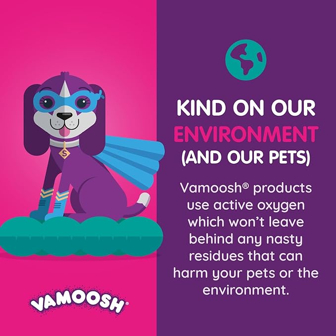 Vamoosh Pet Hair Dissolver | No Harmful Chemicals | Safe for Pets | Patented Pet Hair Dissolving Formula | Leaves no Residue | Removes Odor | Dissolves Dog, Cat & Animal Fur |100g (Pack of 18)