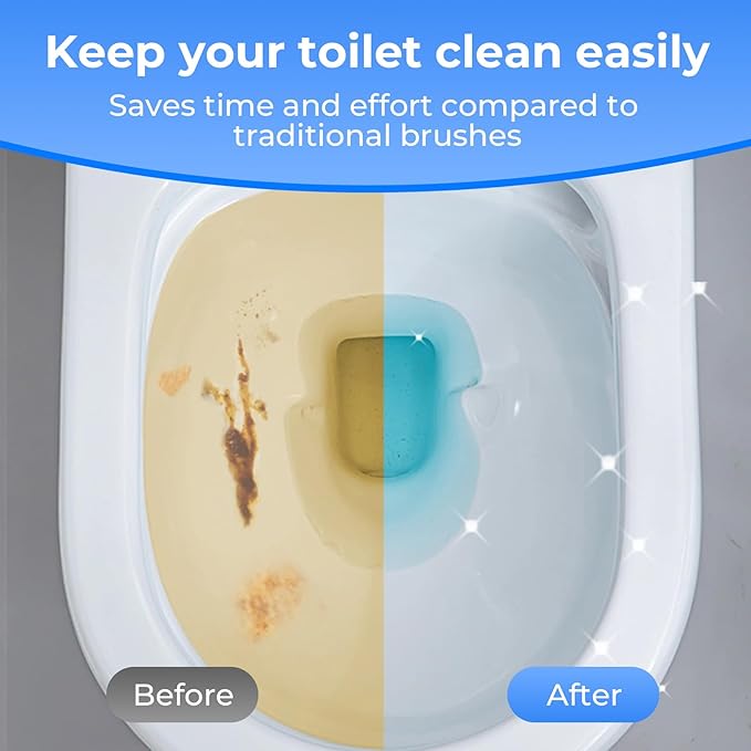 Disposable Toilet Brush&Holder with 48pcs Refills Pads, Toilet Cleaning Kit System,Toilet Bowl Cleaner Wand Holder and Set (1 Wand+1 Caddy+48 Refills)