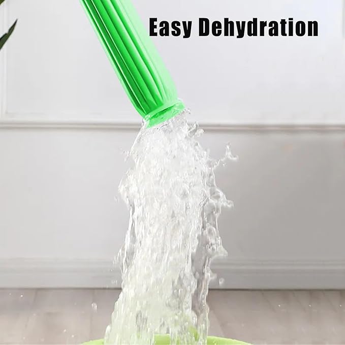 Japelessor New 2 in 1 Dehydrated Mop, Self-Wringing Twist Mops for Floor Cleaning with Folding Bucket, 360 Degree Spin Round Wall Cleaning Wet and Dry Mop, for Hardwood, Vinyl, Tile Cleaning