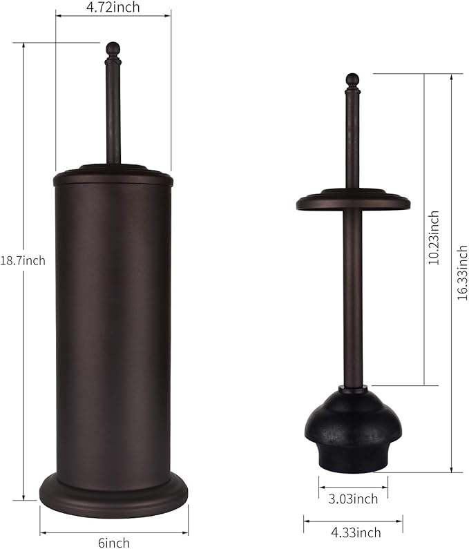 DOWRY Anti-Hand Off Bronze Toilet Plunger with Holder for Bathroom,Powerful Efficient Force Suction Cup,Heavy Duty, Deep Cleaning