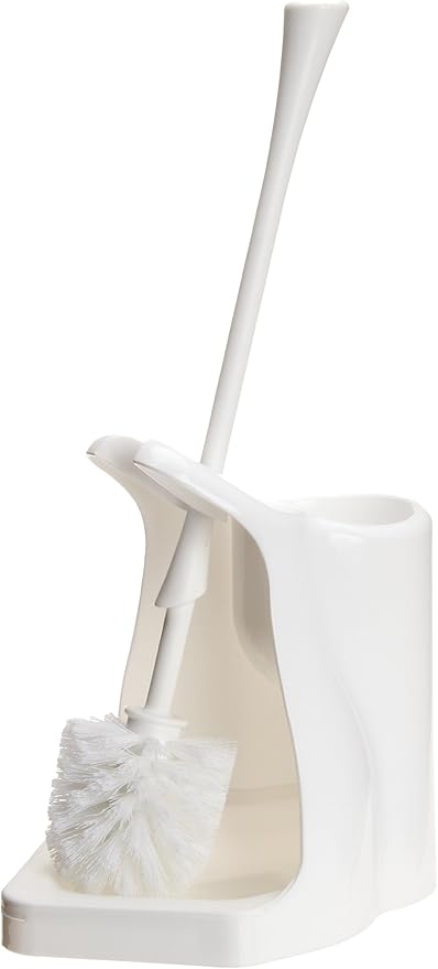 Casabella Nylon Brush and Plunger Set, White, 12-Inch