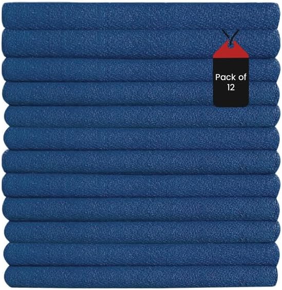 Premium Blue Huck Towels – (12 Pack) 15 x 27 inches 100% Cotton Bulk Towel for General Cleaning, Auto Shop, and Hospital Use, Super Absorbent, Machine Washable Cloth