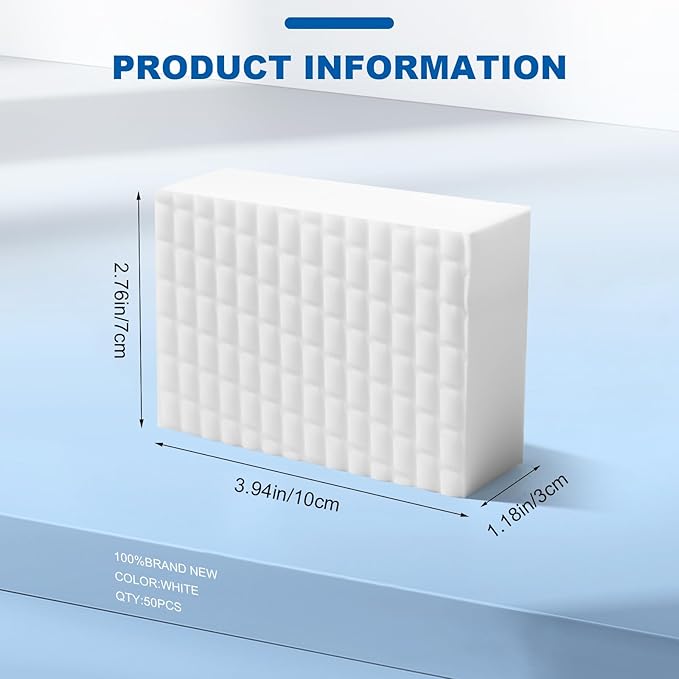 Dr.Wow 50 Ct Thick Melamine Sponges 1.18in - Sink, Bathtub & Tile Cleaner(Ultra-Durable)