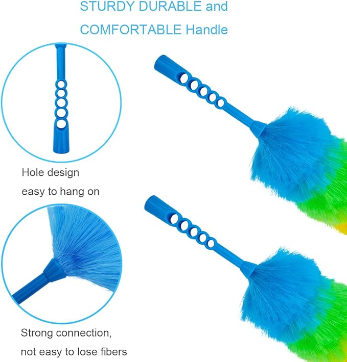 Tockrop 2 Pack Upgrade 19” Static Duster Beandable and Washable - More Fibers Bigger Head Less Loss of Fiber Duster