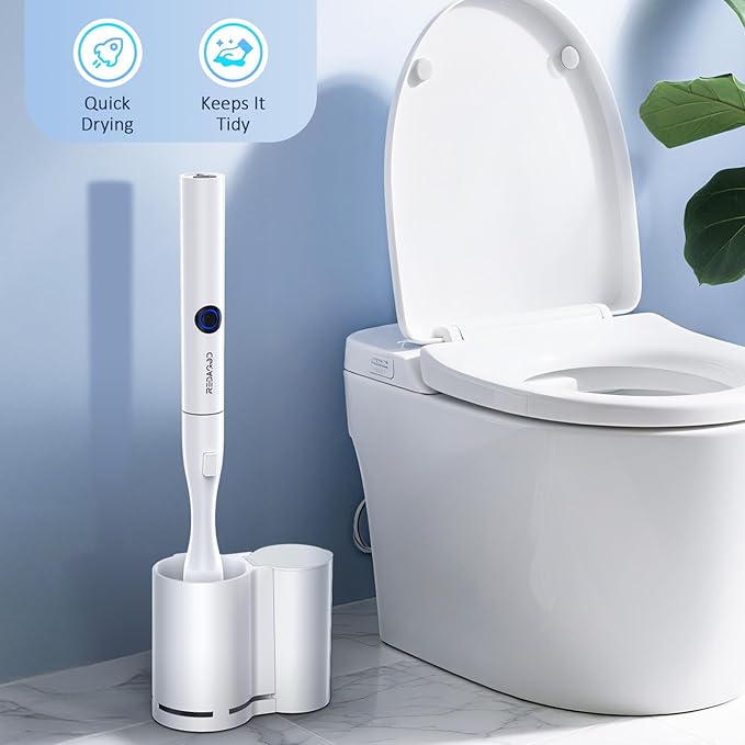Electric Toilet Brush and Holder Set, Redagod Multi-function Toilet Bowl Cleaners with Solid Handle and Durable Bristles Easy Deep Cleaning for Bathroom,Rechargeable,5 Refills Disposable Cleaner Brush
