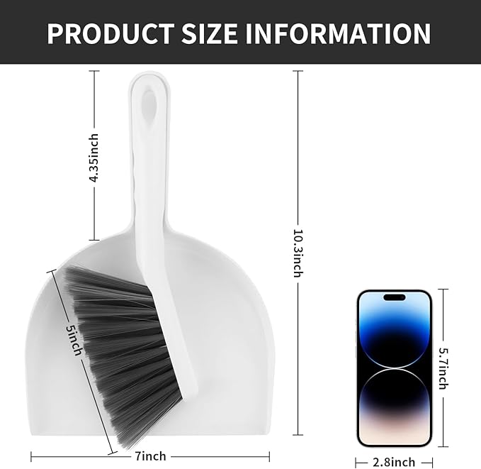 ZHAYAO Small Broom and Dustpan Set, Dustpan and Brush Set, Small Brush and Dustpan Set, Mini Handheld Dustpan and Brushes Combo for Home, Desktop, Kitchen, pet