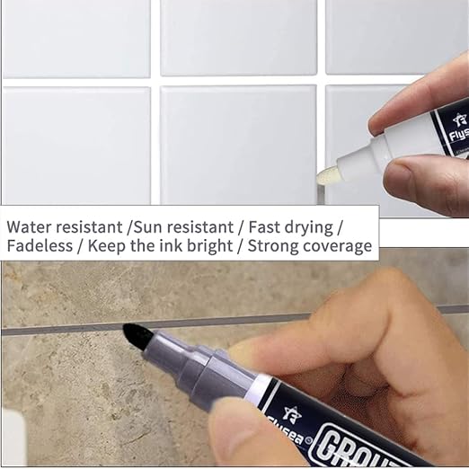 5 PCS Tile Grout Pen Home Repair Pen Tile Paint Markers for Tiles Floor Wall Bathroom Kitchen Repair Tools (Black)