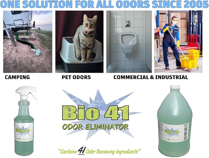 Bio 41 Odor Eliminator, Molecular Technology Since 2005 - Commercial, Industrial, Strong Pet & Urine Odor Remover, Trash Can Deodorizer - 32 Ounce