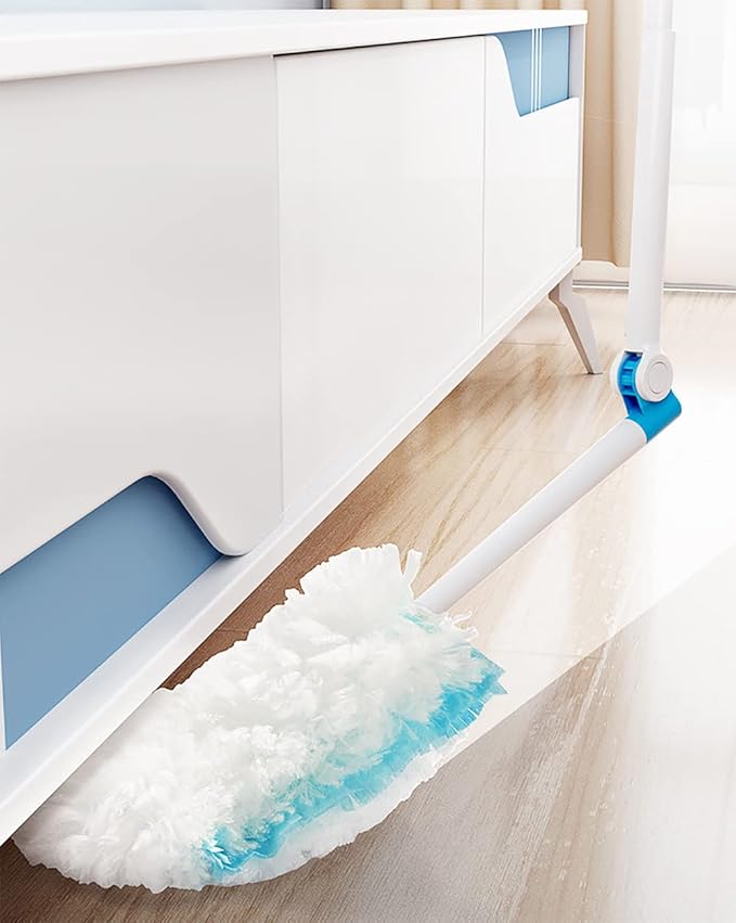 UKEENOR 360 Degree Dusters Multi Surface Duster Refills Kit Extender Handle (1 Long Handle to + 1 Short Handle + 12 Duster Refills)