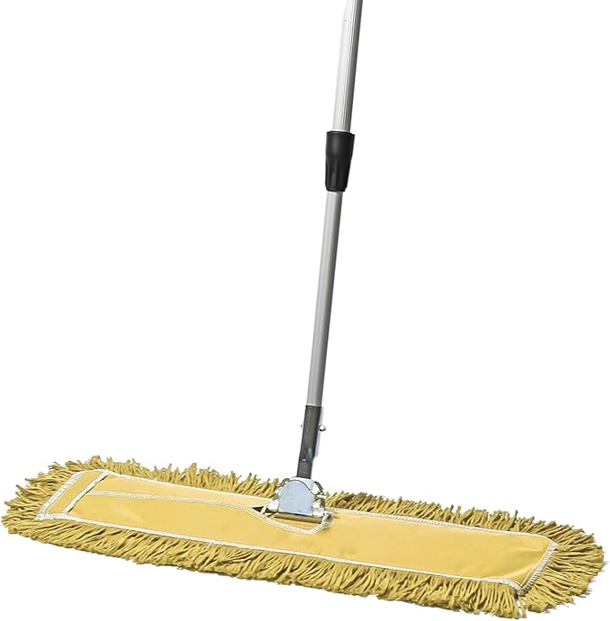 Tidy Tools 24 Inch Yellow Commercial Dust Mop & Floor Sweeper with Extendable Handle – Mop for Hardwood, Tile, and Concrete Floor Cleaning