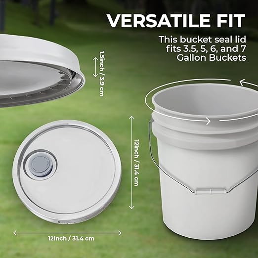 3.5-Gallon White Bucket Pail with Spout Lid, Metal Handles with Plastic Grip for Easy Carrying, Easy Stack and Store, Heavy-Duty Extra Durable, Food Grade, BPA Free - 1 Pack