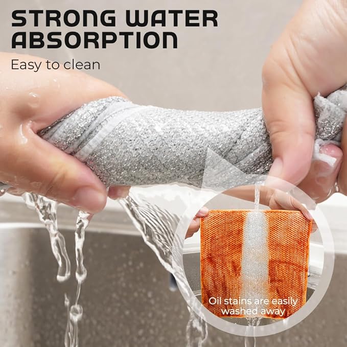 Multipurpose Wire Dishwashing Rags for Wet and Dry, 2024 New Reusable Non Scratch Wire Dishcloth, Premium Scrubbing Wire Dishwashing Rags for Scrubs Dishes, Sinks Cleans (15)