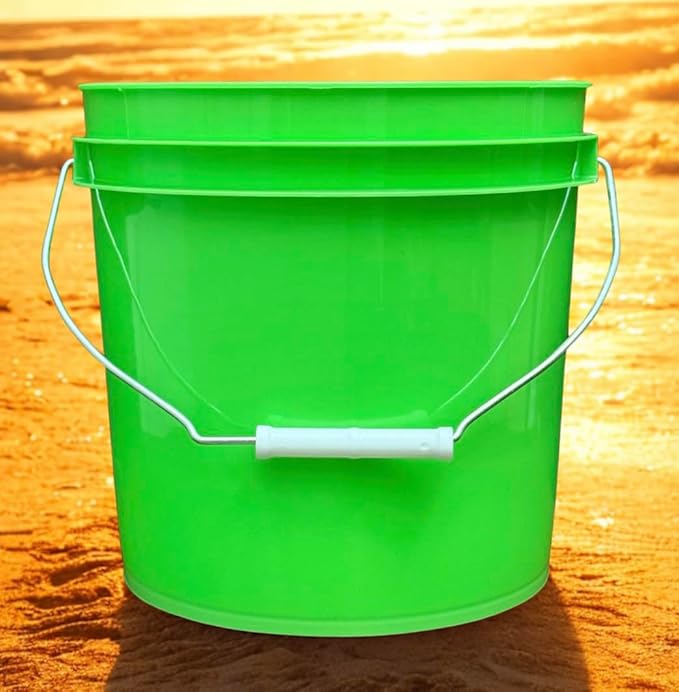 House Naturals 2 Gallon Food Grade - BPA Free Made in USA Buckets Lime Color pails with Screw On Gasket Lids (3, Lime - Blue lids)