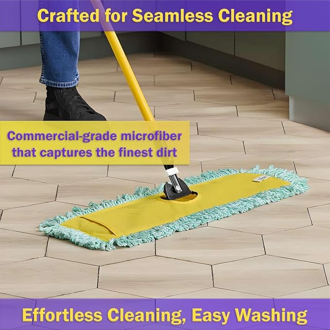 6 Pack Microfiber Sweeper Mop, 24" Replacement Dry Dust Mop Floor Pads, Dust Mop Head Refills for Industrial and Commercial Spaces, Janitorial Supplies