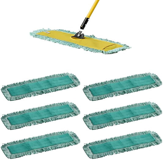 6 Pack Microfiber Sweeper Mop, 24" Replacement Dry Dust Mop Floor Pads, Dust Mop Head Refills for Industrial and Commercial Spaces, Janitorial Supplies