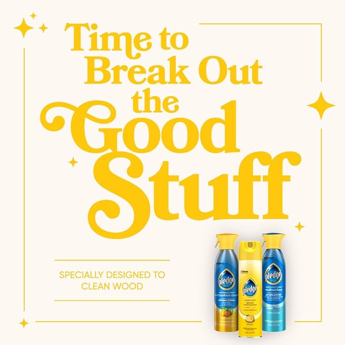 Pledge Enhancing Polish, Furniture & Wood Spray, Lemon Scent, 9.7oz (Pack of 3)
