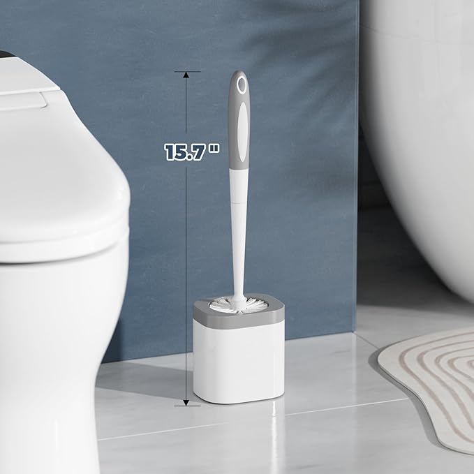 Toilet Brush, 2 Pack Toilet Brush and Holder Set Bathroom Accessories, Toilet Bowl Brush and Holder for Bathroom, White