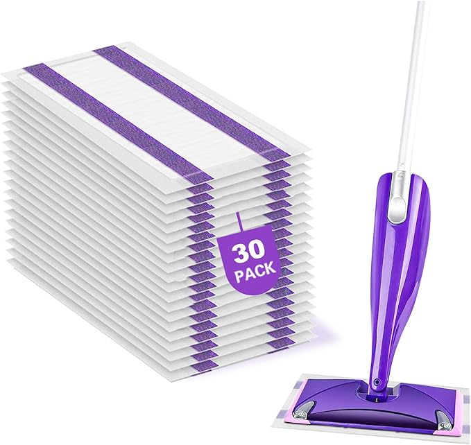 30 Pack Disposable Mop Pad Refills for Wet Jet Mops, Wet Jet Mopping Pads for All Purpose Multi Surface Hardwood Floor Cleaning, 4 Layers Thickened and Super Absorbent