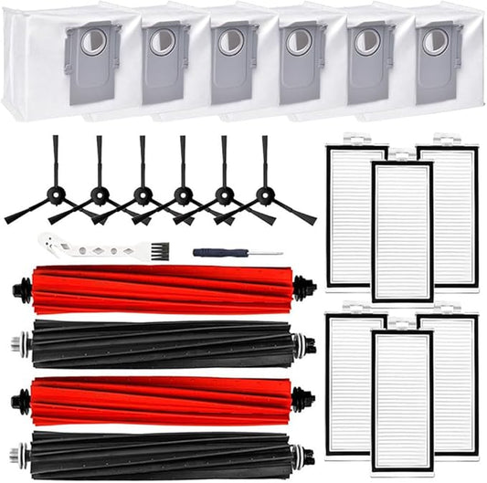 MIXEAL Q5 Max+ Accessories Compatible with Roborock Q8 Max/Q8 Max+, Q5 Pro/Q5 Pro+,Q5 Max+,Q5 DuoRoller+ Robot Vacuum,2 Main Brushes,6 Side Brushes,6 Filters,6 Bags,2 Tools
