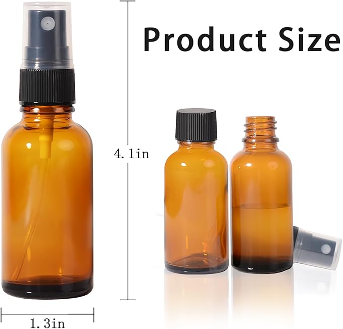 1oz Spray Bottles,Refillable Empty Glass Bottle with Small Fine Mist for Hair,Essential Oil,Plants, Cleaning Solutions(3 Pack)