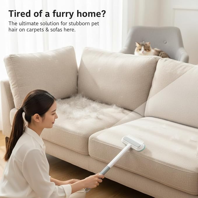 Quppa 4-in-1 Reusable Lint Brush Pet Hair Remover,Multi-Functional Washable Pet Hair Removal Tool& Window Screen Cleaner,Dog&Cat Hair Reusable Removal Broom for Furniture