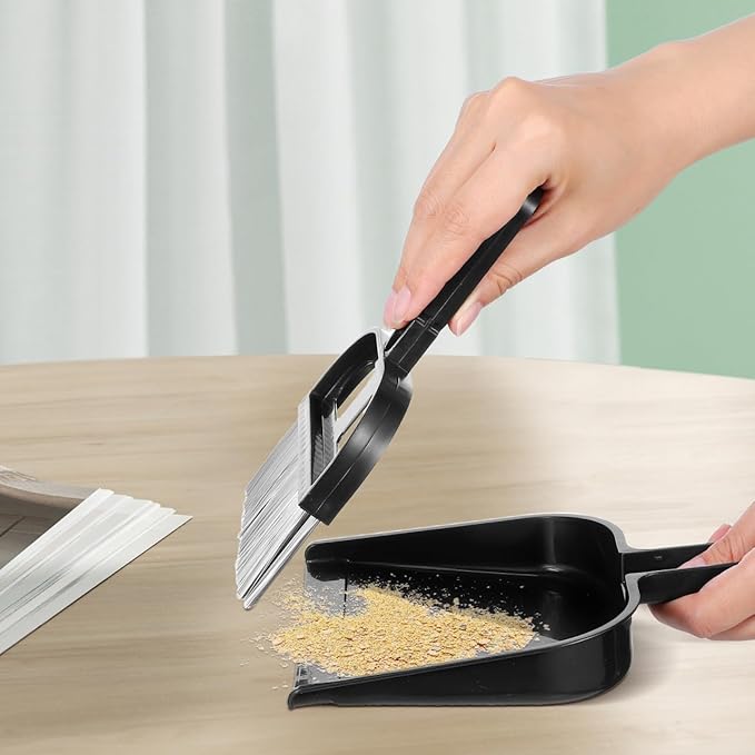 Ipetboom Keyboard Cleaning Brush and Mini Dustpan Set Compact 2-Piece Desktop Cleaning Tool for Laptops Keyboards Drawers and Small Spaces Black 8.46 X 6.29 Inches