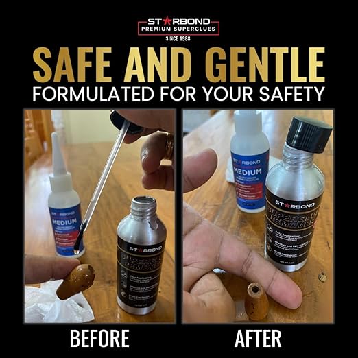 STARBOND Super Glue Remover, Dissolves Adhesive, CA Glue Debonder, Easy Brush Cap Applicator, 2 oz