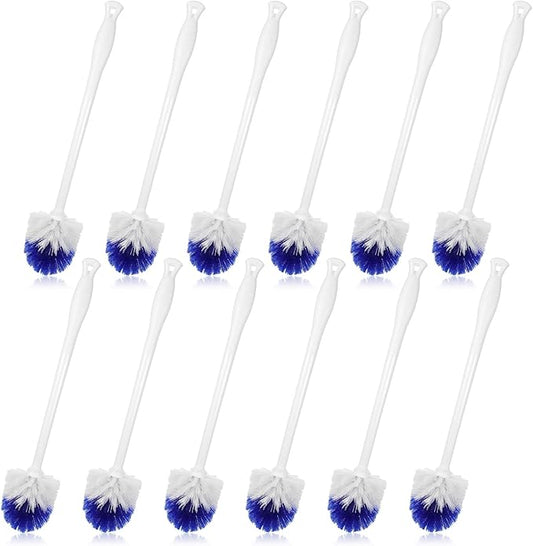 QFGasre 12 Pcs Toilet Brush, 18.5 Inch Long Plastic Handled Toilet Bowl Cleaning Brush Soft Bristle Heavy Duty Long Scrubber for Household Bathroom Cleaning Supplies