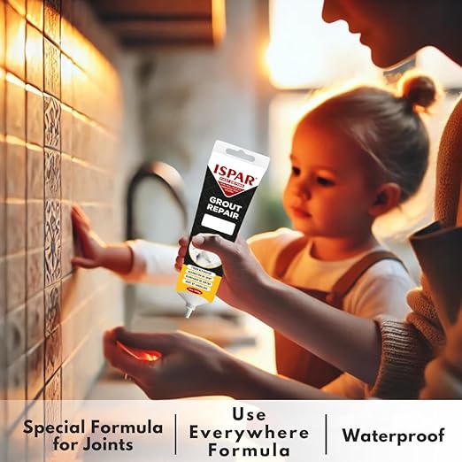 Tile Grout Repair Kit – White Grout Filler 14 oz for Wall and Floors Tile Joints with Spatula and Sponge, Repair Mortar, Fill and Reviver The Joints, Quick-Drying, Ready Mixed Grout