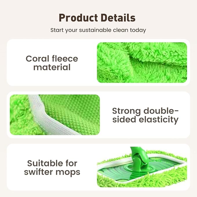 Reusable Mop Pads, Reusable Microfiber Mop Pads Compatible with Sweeper Mops, Replacement Wet Mopping pad Refills & Washable Dry Sweeping Cloths for Surface/Hardwood Floor Cleaning (Blue-6PCS)