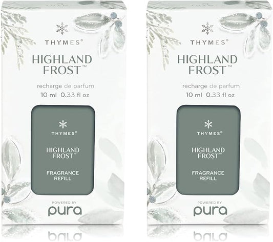 Thymes Pura Refills – 2 Pack of Oil Diffuser Scents – Long-Lasting Pura Diffuser Refills – Premium Home Fragrance – Crisp Notes of Sage, Eucalytpus & Cyrpress Needles (Highland Frost, Pack of 2)