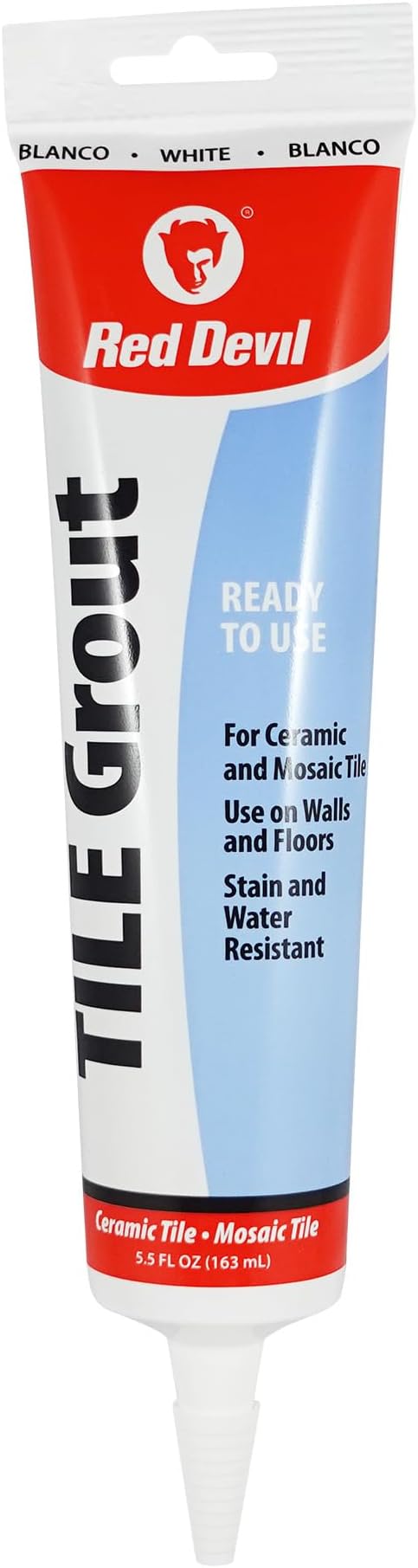Red Devil 0425 Pre-Mixed Tile Grout Squeeze Tube, 5.5 oz., White