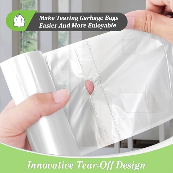 1.2 Gallon 120 Counts Strong Trash Bags Garbage Bags, Bathroom Trash Can Waste Basket Liners, Small Plastic Bags for home office kitchen, fit 5 Liter 5L, 1 Gal, Clear