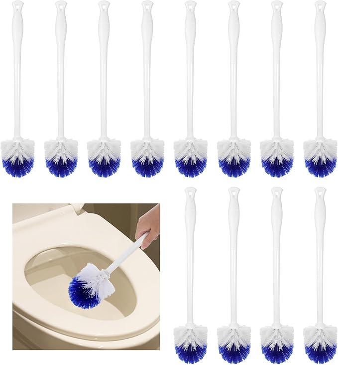 QFGasre 12 Pcs Toilet Brush, 18.5 Inch Long Plastic Handled Toilet Bowl Cleaning Brush Soft Bristle Heavy Duty Long Scrubber for Household Bathroom Cleaning Supplies